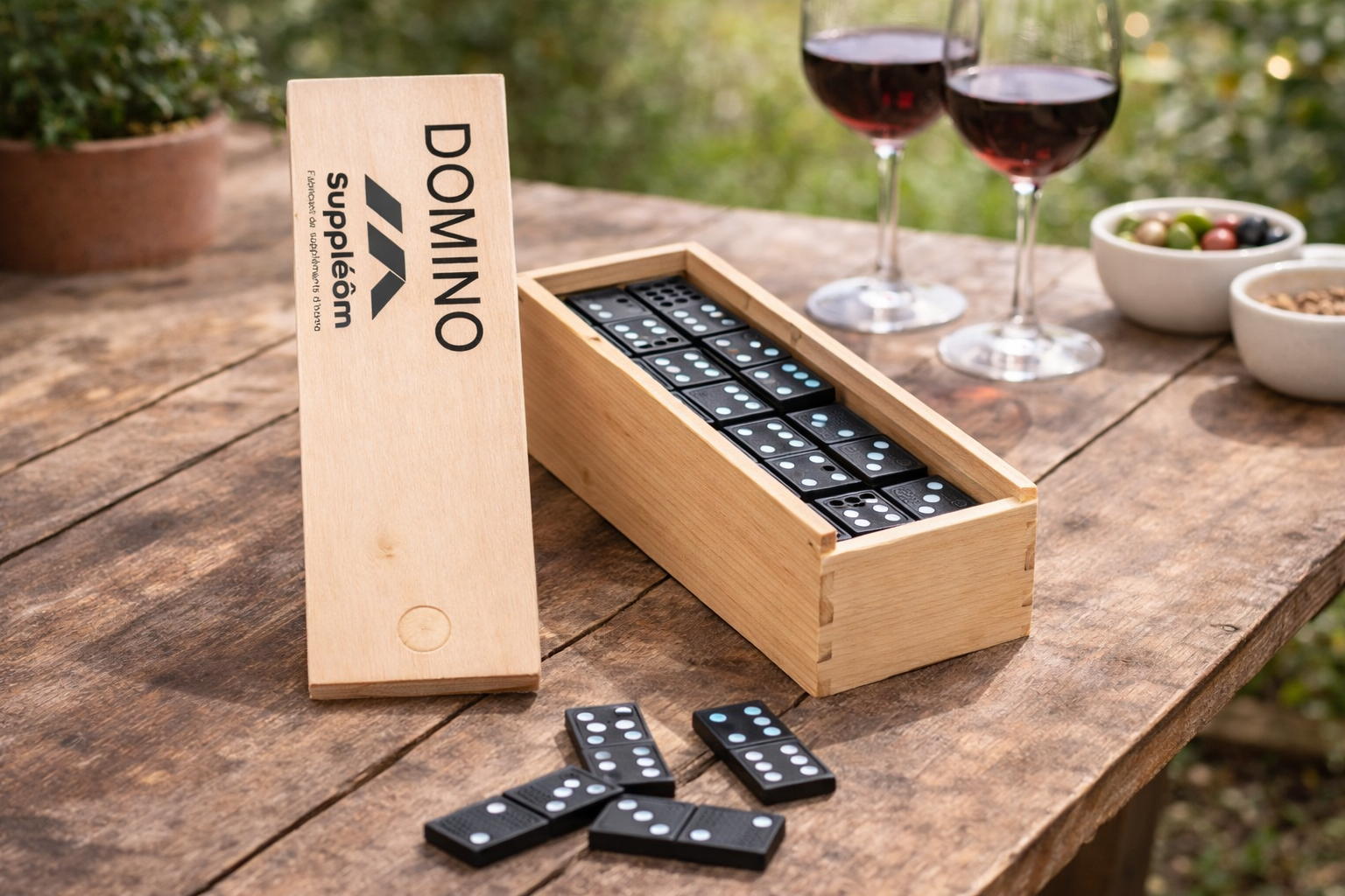 Jeu de dominos avec coffret en bois