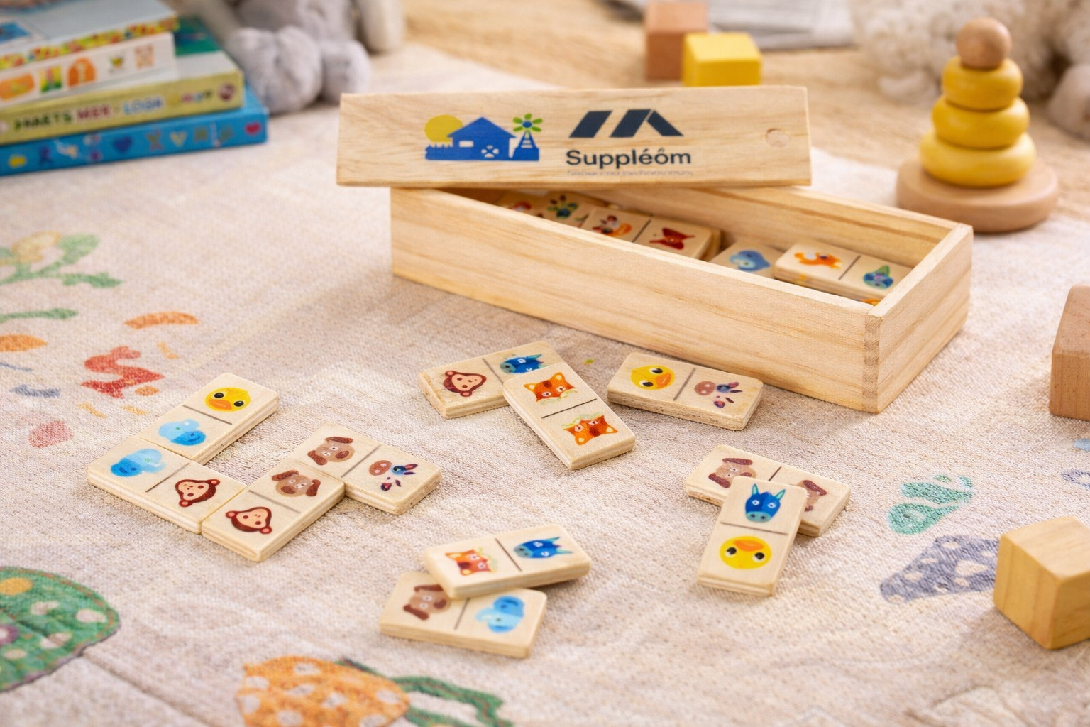 Jeu de dominos en bois pour enfants