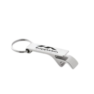 Porte-clés en aluminium avec ouvrecapsules.